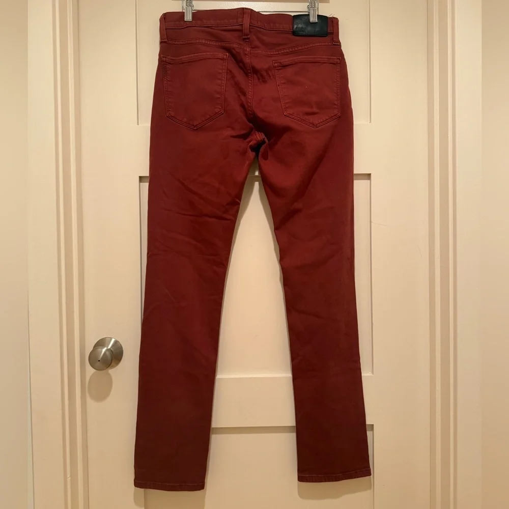 PAIGE Federal Slim Straight Jeans 31x33 Brick Red Made in USA